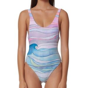 Mara Hoffman One Piece Swimsuit in Waves print size XS